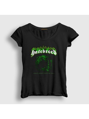 Presmono Kadın Siyah Doom Hatebreed T-Shirt