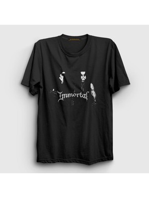 Presmono Unisex Siyah Band Immortal T-Shirt