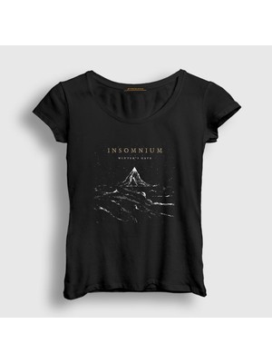 Presmono Kadın Siyah Gate Insomnium T-Shirt