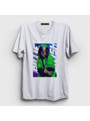 Presmono Unisex Beyaz Green Billie Eilish T-Shirt