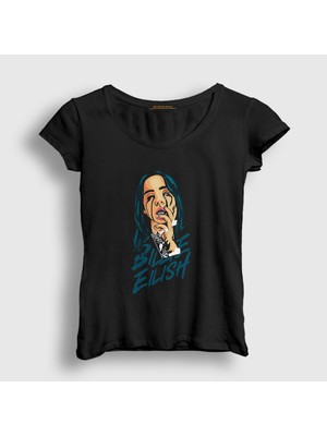 Presmono Kadın Siyah Over Billie Eilish T-Shirt
