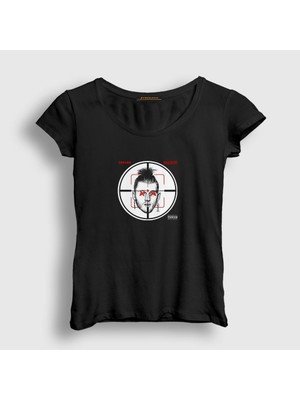 Presmono Kadın Siyah Killshot Eminem T-Shirt