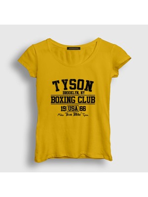 Presmono Kadın Sarı Boxing Club Mike Tyson T-Shirt