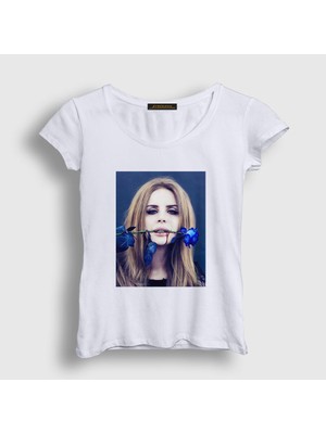 Presmono Kadın Beyaz Rose Lana Del Rey T-Shirt