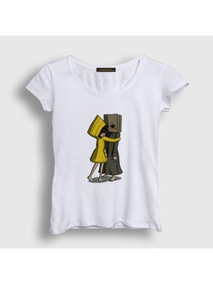 Presmono Kadın Beyaz Hug Little Nightmares T-Shirt