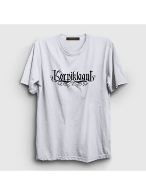 Presmono Unisex Beyaz Logo Korpiklaani T-Shirt