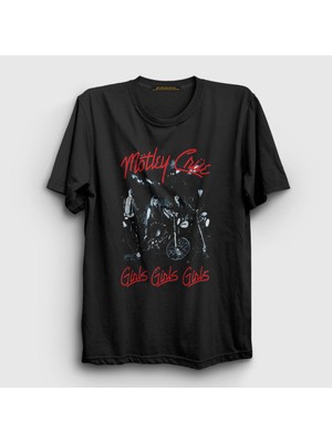 Presmono Unisex Siyah Girls Mötley Crüe T-Shirt