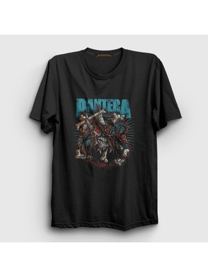 Presmono Unisex Siyah Bones Pantera T-Shirt