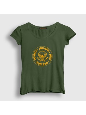 Presmono Kadın Haki Logo V2 Ramones T-Shirt