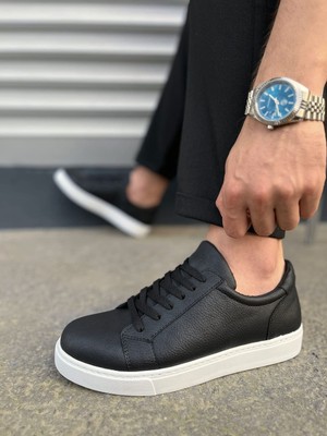 Zerenyus JY165 Elite Bağcıklı Erkek Günlük Sneaker - Siyah Beyaz