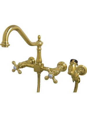 Ozka Concept Brass KS1242AXBS Heritage Bridge Mutfak Bataryası, Parlak Pirinç, 8,5 x 8,13 x 2,25