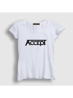 Presmono Kadın Beyaz Logo Accept T-Shirt