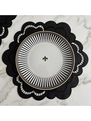 Denef Home Milano - Deri Delik Işi Amerikan Servis Siyah - 40X40 cm 1 Adet