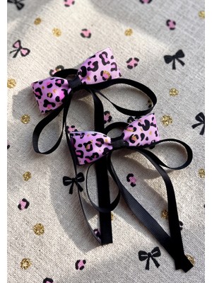 Toka Sepetim Pembe Leopar Desenli Çocuk Tokası 1 Çift
