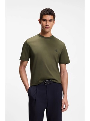 Boss Erkek %100 Pamuklu Yuvarlak Yakalı Kısa Kollu Koyu Yeşil T-Shirt 50555844-347