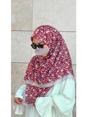 Qalortex Scarf Meyra Desen B.boy Eşarp - Bordo