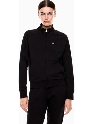 EA7 Kadın Normal Kalıp Dik Yakalı Logo Etiketli Uzun Kollu Siyah Sweatshirt 7W000457 AF13135-UC001