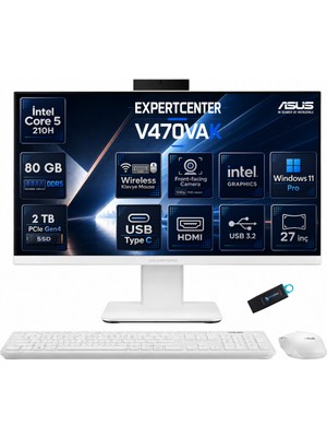 Asus Expertcenter P400 Intel Core 5 210H 80 GB Ddr5 2 Tb SSD 27'' Full Hd Windows 11 Pro All-In-One Bilgisayar P470VAK-C516512W0DRNP27