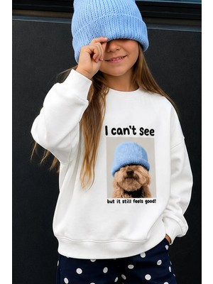 Monila Unisex Çocuk 3 Iplik Kumaş Köpek Baskılı Pamuklu Sweatshirt