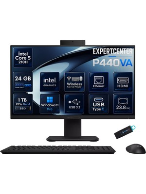 Asus Expertcenter P400 Intel Core 5 210H 24 GB Ddr5 1 Tb SSD 23.8'' Full Hd IPS Windows 11 Pro All-In-One Bilgisayar P440VA-KC516512B1DRNP10