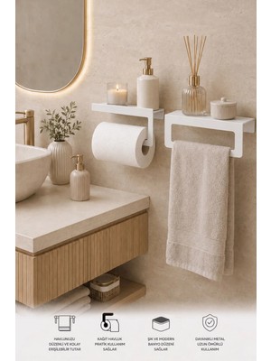 Yiğit Metal Duvara Monte Havluluk ve Peçetelik – Modern ve Dayanıklı 2'li Set Mutfak&banyo Düzenleyici