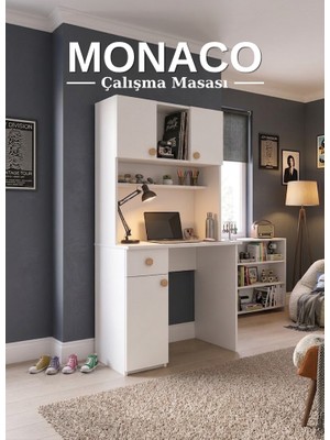 Cozibo Monaco Beyaz Çalışma Masası Modern Tasarım Suntalam Malzemeden Dayanıklı Yapı