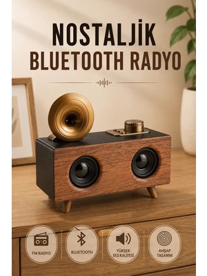 Nostaljik Radyo Bluetooth Bağlantılı Şarjlı Yüksek Ses Kaliteli