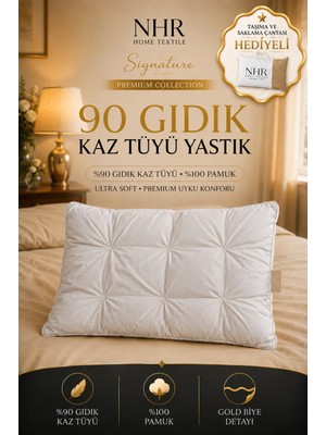 Nhr Home Premium El Yapımı, %100 Kaz Tüyü Dolgulu, %90 Gıdık, Uyku Yastığı / 50X70 1000GR