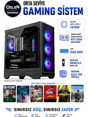 Özlen XL14 İ7 14700F RTX 5060 8GB 16GB DDR5 RAM 500GB M.2 SSD Üst Seviye Oyuncu Bilgisayarı