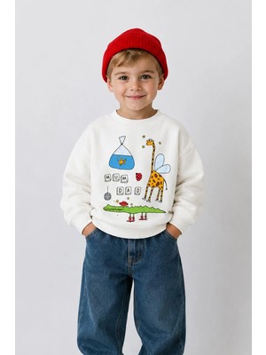 Monila Erkek Çocuk 3 Iplik Kumaş Zürafa Baskılı Pamuklu Sweatshirt