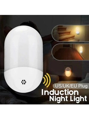 Otomatik LED Gece Işıkları Duvar Fişi Işık Sensörü Çocuklar Için Sıcak Beyaz Lamba Çocuk Yatak Odası