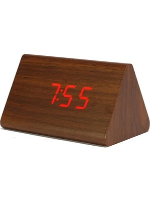 Modern Küçük Dijital LED Çalar Saat Kahverengi Ahşap Kırmızı LED Çalar Saat Alarm
