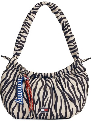 Tommy Hilfiger Siyah Kadın Omuz Çantası Tjw Icon Charms Zebra Shlder Bag