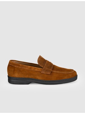 Cabani Taba Süet Hakiki Deri Erkek Loafer Ayakkabı