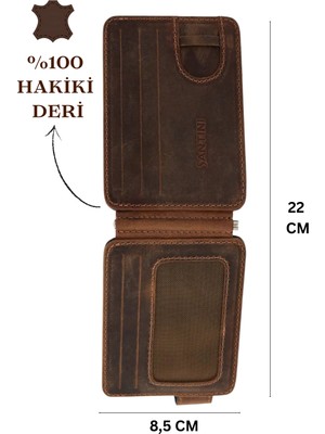 Santini Collection Erkek Cüzdan Kartlık Hakiki Deri Cüzdan Para Klipsi Çift Taraflı Kullanım Hediye Axis Reverse