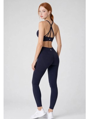 Formactive Kadın Büstiyer Tayt Takım - Çapraz Sırt Detaylı & Ayar Askılı & Destekli Seamless/dikişsiz - Lacivert 18001830T