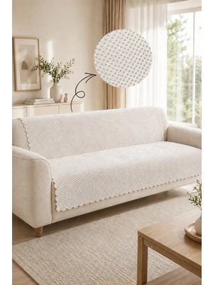 Sevim Kaymaz Taban Peluş Koltuk Örtüsü - Wellsoft Koltuk Örtüsü - 170X210 cm - Ekru