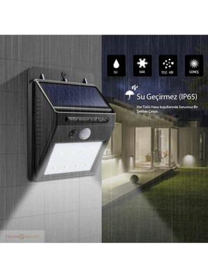 ALK Güneş Enerjili Solar Dış Mekan Lambası - 20 LED Aydınlatmalı - Duvar Tipi