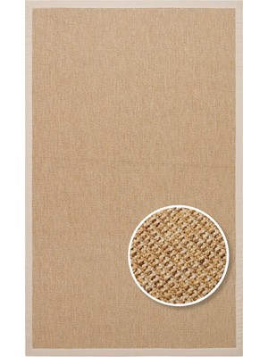 Eko Halı Ventura Vnt 2702 Gold Bordür Beige Sisal Görünümlü Iç ve Dış Mekan Uyumlu Hav Vermeyen Modern Dokuma Halı