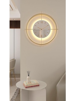 Metaquartz Aksesuar Büyük Boy (55 * 55 Cm) Gold Deluxe Ledli(Pilli) - Beyaz Göbek - Modern Deko