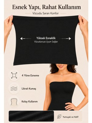 Formactive Kadın Likralı Straplez Body Siyah - Uzun ve Esnek Iç Giyim & Dikişsiz Atlet 2025