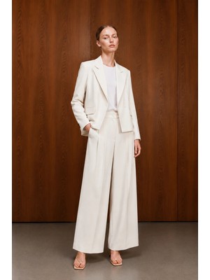 Nazzain Ekru Blazer Palazzo Takım