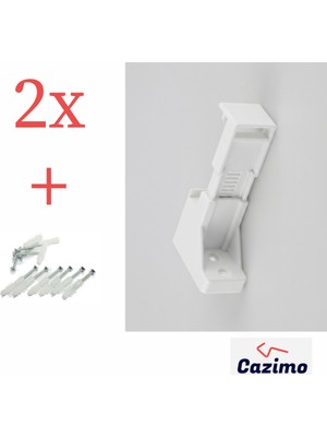 Cazimo 2 Adet Perde Rayı Korniş L Ayak Duvara Montaj Askı Aparatı Plastik