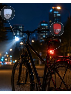 Aparim LED Bisiklet Işığı 2li Set Kırmızı Beyaz Çakar Lamba Seti