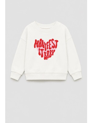 Monila Kız Çocuk 3 Iplik Kumaş Baskılı Pamuklu Sweatshirt