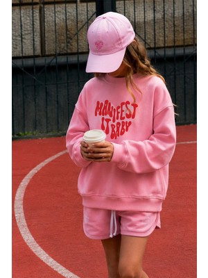 Monila Kız Çocuk 3 Iplik Kumaş Baskılı Pamuklu Sweatshirt