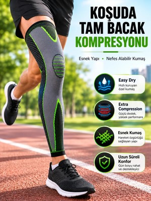 Aparim Ergonomik Uzun Spor Dizliği Esnek Kumaşlı Tam Boy Kompresyon Desteği