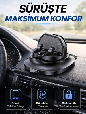 Aparim Araç Içi Telefon Tutucu Gizlenebilir Telefon Numaralı Katlanabilir Telefon Standı