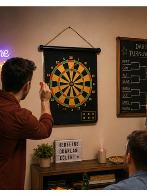 Aparim Manyetik Dart Oyunu Katlanabilir Güvenli Dart Seti 6 Ok Hediyeli