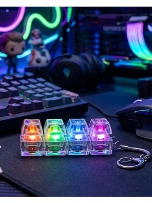 Aparim Mekanik Klavye Anahtarlık Işıklı Stres Giderici Klik Tuş Oyuncağı Renkli Fidget